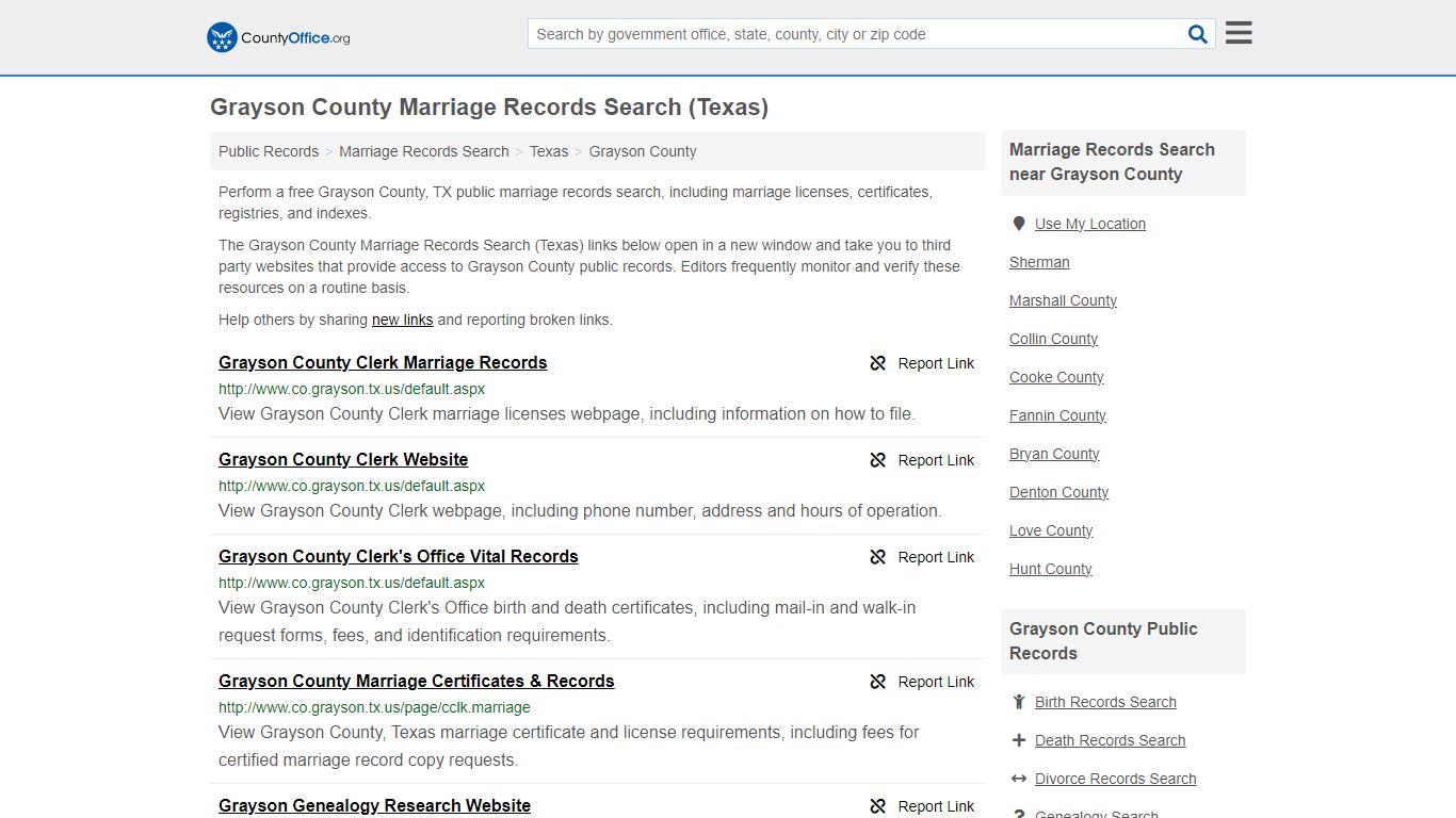 Grayson County Marriage Records Search (Texas) - County Office